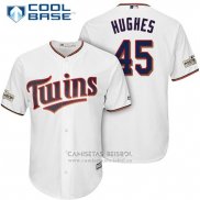 Camiseta Beisbol Hombre Minnesota Twins 2017 Postemporada Phil Hughes Blanco Cool Base