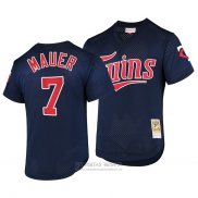 Camiseta Beisbol Hombre Minnesota Twins Joe Mauer Cooperstown Collection Batting Practice Mesh Azul