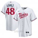 Camiseta Beisbol Hombre Minnesota Twins Jorge Lopez Primera Replica Blanco