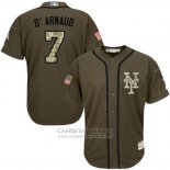 Camiseta Beisbol Hombre New York Mets 7 Travis D'arnaud Verde Salute To Service