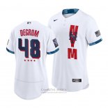 Camiseta Beisbol Hombre New York Mets Jacob Degrom 2021 All Star Autentico Blanco