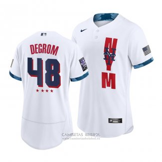Camiseta Beisbol Hombre New York Mets Jacob Degrom 2021 All Star Autentico Blanco
