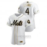 Camiseta Beisbol Hombre New York Mets Jed Lowrie Golden Edition Autentico Blanco