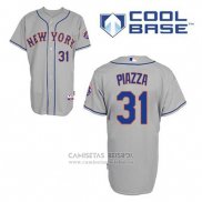 Camiseta Beisbol Hombre New York Mets Mike Piazza 31 Gris Cool Base