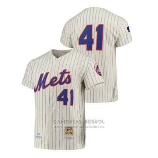 Camiseta Beisbol Hombre New York Mets Tom Seaver Cooperstown Collection Autentico Crema