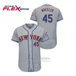 Camiseta Beisbol Hombre New York Mets Zack Wheeler 150th Aniversario Patch Autentico Flex Base Gris
