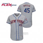 Camiseta Beisbol Hombre New York Mets Zack Wheeler 150th Aniversario Patch Autentico Flex Base Gris