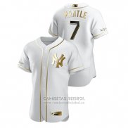 Camiseta Beisbol Hombre New York Yankees Mickey Mantle Golden Edition Autentico Blanco