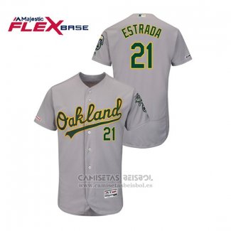 Camiseta Beisbol Hombre Oakland Athletics Marco Estrada 150th Aniversario Patch Autentico Flex Base Gris