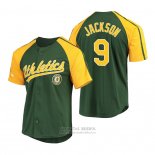 Camiseta Beisbol Hombre Oakland Athletics Reggie Jackson Replica Button Down Raglan Verde