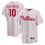 Camiseta Beisbol Hombre Philadelphia Phillies JT Realmuto Primera Replica Blanco Rojo