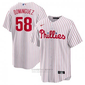 Camiseta Beisbol Hombre Philadelphia Phillies Seranthony Dominguez Primera Replica Blanco