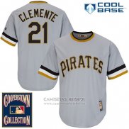 Camiseta Beisbol Hombre Pittsburgh Pirates Roberto Clemente 21 Gris Cool Base Cooperstown