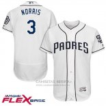 Camiseta Beisbol Hombre San Diego Padres 3 Derek Norris Blanco 2017 Flex Base