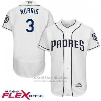 Camiseta Beisbol Hombre San Diego Padres 3 Derek Norris Blanco 2017 Flex Base