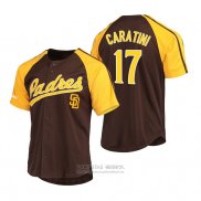 Camiseta Beisbol Hombre San Diego Padres Victor Caratini Replica Button Down Raglan Marron