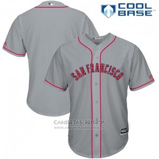 Camiseta Beisbol Hombre San Francisco Giants 2017 Estrellas y Rayas Gris Cool Base