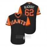 Camiseta Beisbol Hombre San Francisco Giants Ray Black 2018 LLWS Players Weekend Blackout Negro