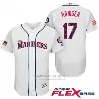 Camiseta Beisbol Hombre Seattle Mariners 2017 Estrellas y Rayas Mitch Haniger Blanco Flex Base