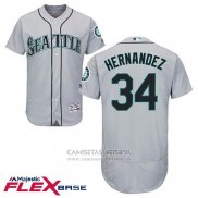 Camiseta Beisbol Hombre Seattle Mariners 34 Felix Hernandez Gris Flex Base