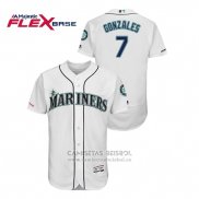 Camiseta Beisbol Hombre Seattle Mariners Marco Gonzales 150th Aniversario Patch Flex Base Blanco