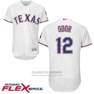 Camiseta Beisbol Hombre Texas Rangers 12 Rougned Odor Blanco Flex Base
