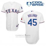 Camiseta Beisbol Hombre Texas Rangers Derek Holland 45 Blanco Primera Cool Base