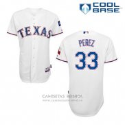 Camiseta Beisbol Hombre Texas Rangers Martin Perez 33 Blanco Primera Cool Base