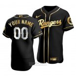 Camiseta Beisbol Hombre Texas Rangers Personalizada Golden Edition Autentico Negro