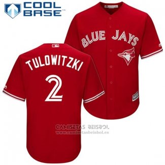 Camiseta Beisbol Hombre Toronto Blue Jays 2 Troy Tulowitzki Rojo 2017 Cool Base