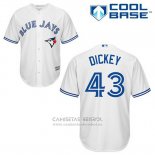 Camiseta Beisbol Hombre Toronto Blue Jays R.a. Dickey 43 Blanco Primera Cool Base