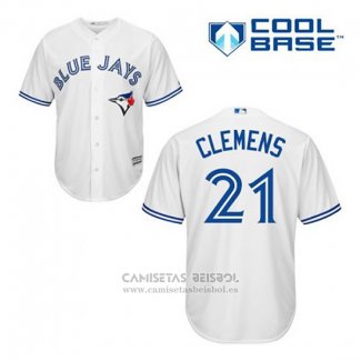 Camiseta Beisbol Hombre Toronto Blue Jays Roger Clemens 21 Blanco Primera Cool Base