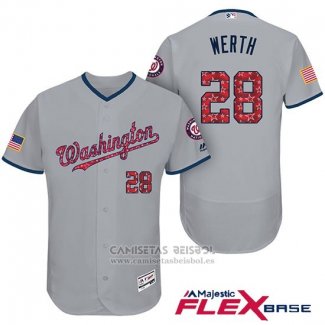 Camiseta Beisbol Hombre Washington Nationals 2017 Estrellas y Rayas Jayson Werth Gris Flex Base