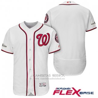 Camiseta Beisbol Hombre Washington Nationals 2017 Postemporada Blanco Flex Base