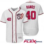 Camiseta Beisbol Hombre Washington Nationals 40 Wilson Ramos Blanco 2017 Flex Base
