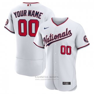 Camiseta Beisbol Hombre Washington Nationals Personalizada Autentico Blanco