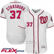 Camiseta Beisbol Hombre Washington Nationals Stephen Strasburg 37 Blanco Flex Base Autentico Collection Jugador