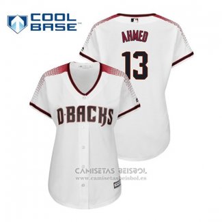 Camiseta Beisbol Mujer Arizona Diamondbacks Nick Ahmed Cool Base Primera Blanco