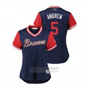 Camiseta Beisbol Mujer Atlanta Braves Freddie Freeman 2018 LLWS Players Weekend Andrew Azul