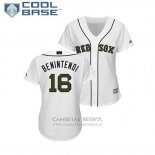 Camiseta Beisbol Mujer Boston Red Sox Andrew Benintendi 2018 Dia de los Caidos Cool Base Blanco