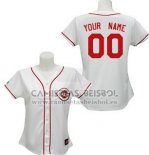 Camiseta Beisbol Mujer Cincinnati Reds Personalizada Primera Blanco