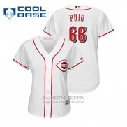 Camiseta Beisbol Mujer Cincinnati Reds Yasiel Puig Cool Base Primera Blanco