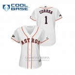 Camiseta Beisbol Mujer Houston Astros Carlos Correa 2019 Postemporada Cool Base Blanco
