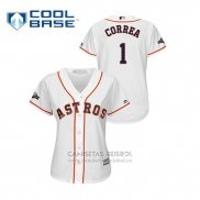 Camiseta Beisbol Mujer Houston Astros Carlos Correa 2019 Postemporada Cool Base Blanco