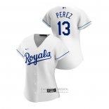 Camiseta Beisbol Mujer Kansas City Royals Salvador Perez 2020 Replica Primera Blanco
