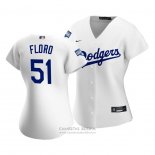 Camiseta Beisbol Mujer Los Angeles Dodgers Dylan Floro 2020 Primera Replica Blanco