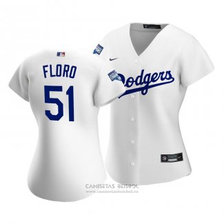 Camiseta Beisbol Mujer Los Angeles Dodgers Dylan Floro 2020 Primera Replica Blanco