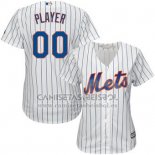Camiseta Beisbol Mujer New York Mets Personalizada Blanco