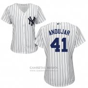 Camiseta Beisbol Mujer New York Yankees Miguel Andujar Blanco Primera