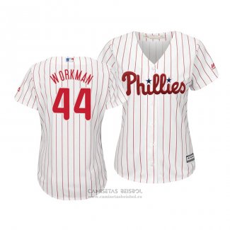 Camiseta Beisbol Mujer Philadelphia Phillies Brandon Workman Cool Base Primera Blanco